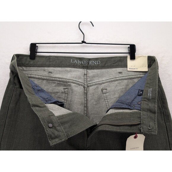 Lands' End Regular Fit Coupe Simple Olive/Green jeans Mens size 36x34 NWT - Picture 10 of 15